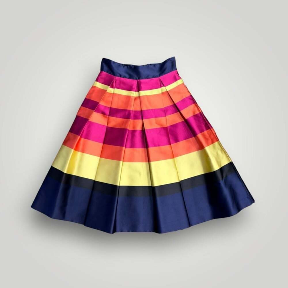Anthropologie -Moulinette Soeurs Pleated Skirt Size 2 Multi-Color Striped